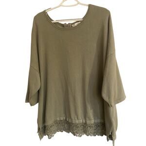 CJ Banks Work Professional Soft Green Lace Trimmed Top Size 3XL